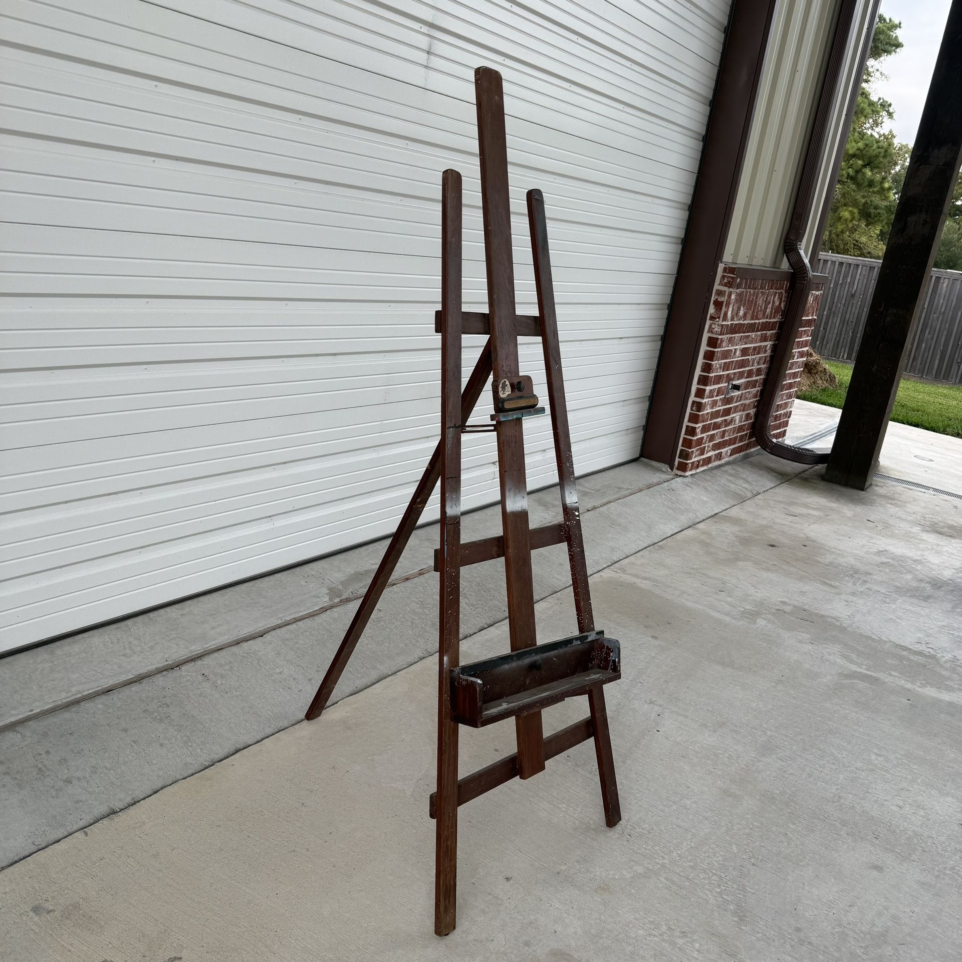 Vintage Artist Easel Solid Wood Adjustable to fit Almost any size Painting Art Home Decor Photography Prop I believe wood is mahogany not positive tho