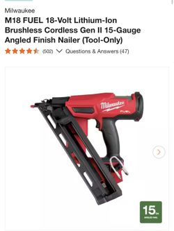 M18 FUEL 18-Volt Lithium-Ion Brushless Cordless Gen II 15-Gauge Angled Finish Nailer