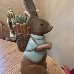 Easter rabbit bunny - nursery baby shower decor - wood carved