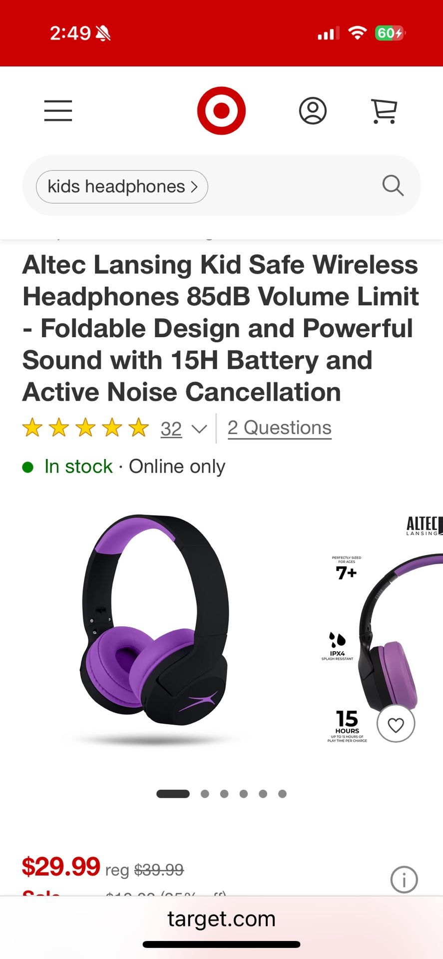 Purple Wireless headphones
