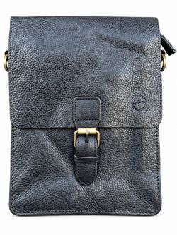 Black Leather Crossbody Messenger Bag