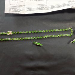Sterling Silver Emerald  Set 