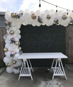 Wooden Tables, greenery walls, Garlands, wooden Signs