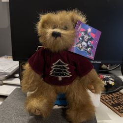 PBC International Tan Teddy Bear Plush Stuffed Animal Toy Burgundy Velvet shirt