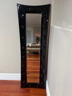 Faux leather mirror
