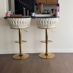 Brand New White Velvet Bar Stools