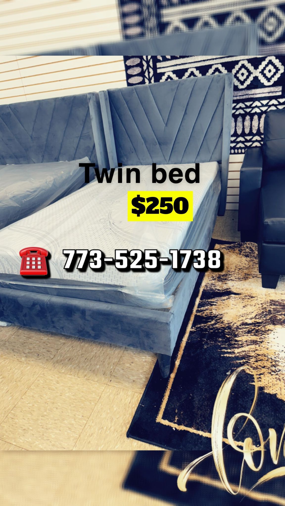 Twin Size Bed Frame With Headboard And Mattress $250 Only 