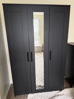3-Door Wardrobe Closet with Mirror