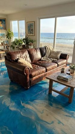 Restoration Hardware Leather 7’ Lancaster Couch - Free Delivery