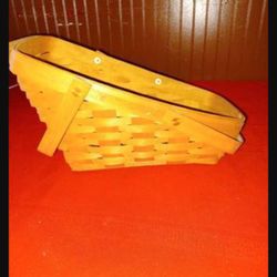 Signed 1991 Longaberger Sleigh Basket w2 handles, Plastic Liner 9.5 - $45