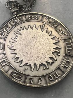 Aries Zodiac Wheel Pendant Necklace Medallion