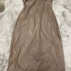 Faux Leather Floor Length Dress (Medium)