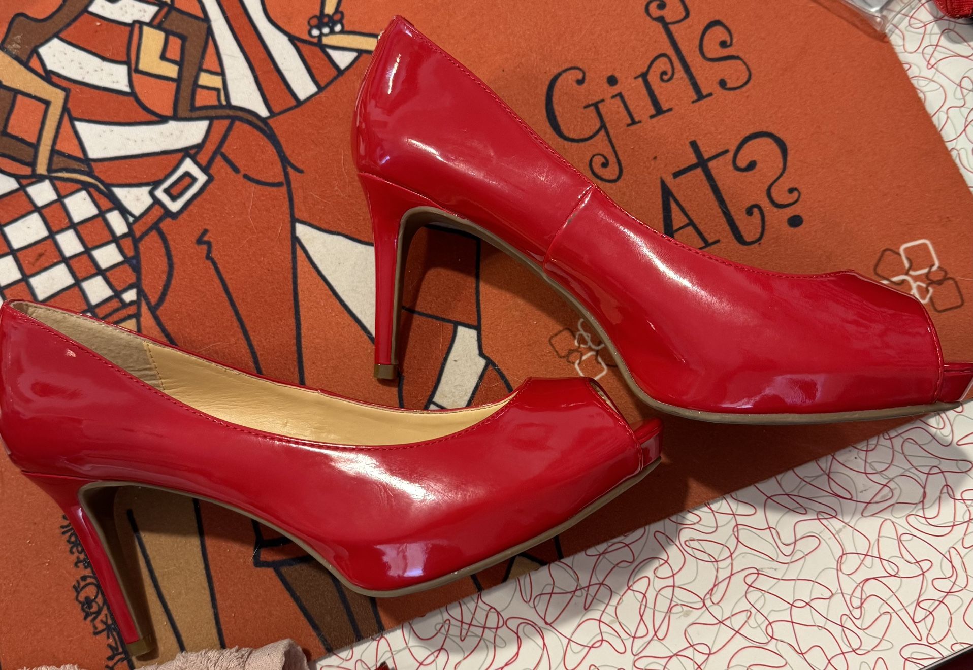 Liz Claiborne Red Patten Leather Heels