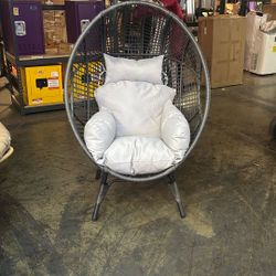 New Wicker Indoor Outdoor Patio Lounge Egg Chair w/Cushion & Ottoman