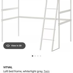 VITVAL Loft bed frame, white/light gray, Twin