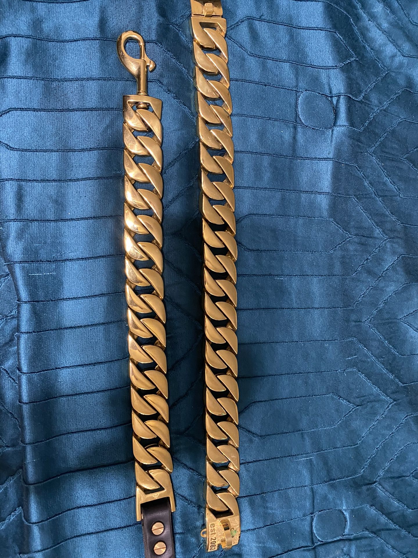 Collar and leash Gold 