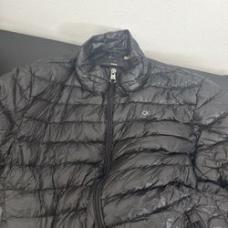 Calvin Klein CK Packable Puffer Jacket Black Size Medium Full Zip Lightweight