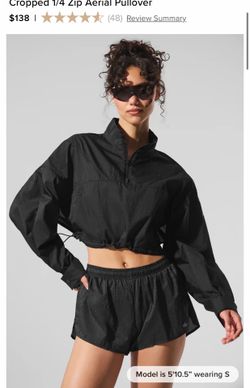 Black alo cropped 1/4 zip aerial  pullover