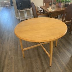 Wooden Circular Kitchen Table With Drop Leaves