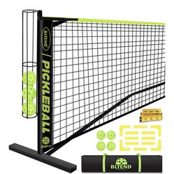 Bltend Pickleball Set - 22FT Regulation Size Portable Net, 4 Pickle Balls, Court Marker, Carry Bag 