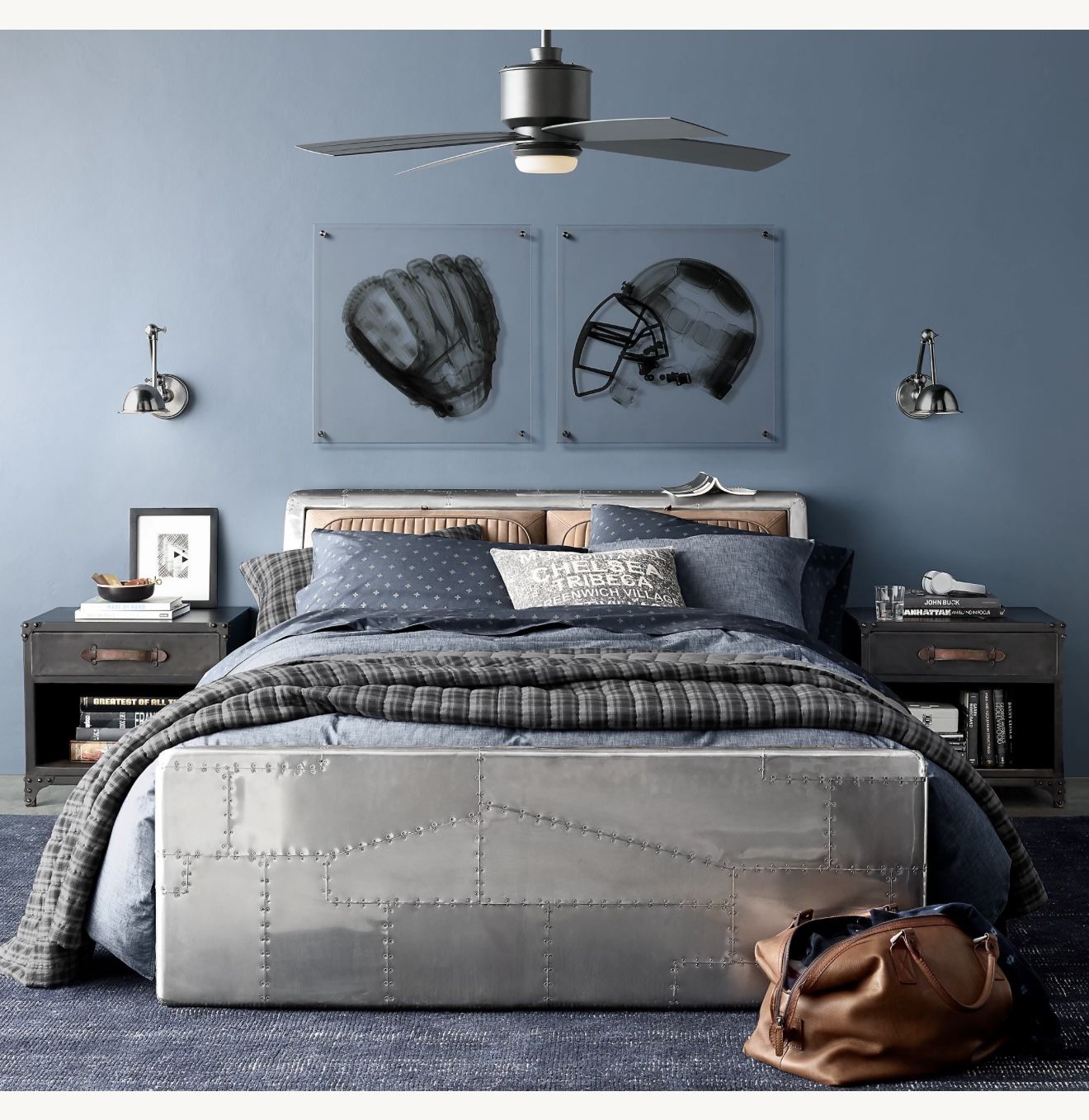 Restoration Hardware Queen Size Aluminum Aviator Bed Authentic *MINT ...