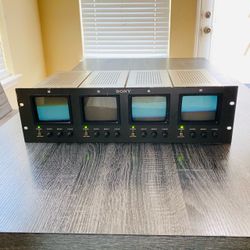 Sony PVM-4B1U Black and White quad screen CRT Video Monitor Works Read Below:  All monitors are tested and powers on as shown in pictures but screen m