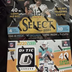 Nfl Football Set Of 2 Mega Boxes Optic And Select Chase Burrow And Herbert Rookies Sealed  