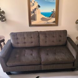 Pemberly Row 18.5" Contemporary Microfiber Upholstered Tufted Sofa in Chocolate

