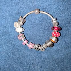 Pandora Bangle Bracelet With 15 Sterling Silver Charms 