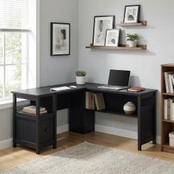 Avenor 59" Traditional L-Shaped Desk with Storage Cabinet