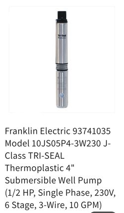 Franklin Electric 4" Submersible Well Pump 1/2 HP