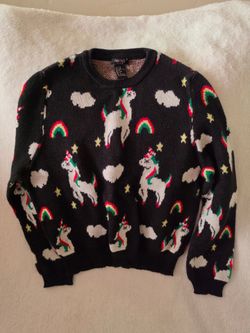 Forever 21 Girls Unicorn Rainbow Sweater US 7/8