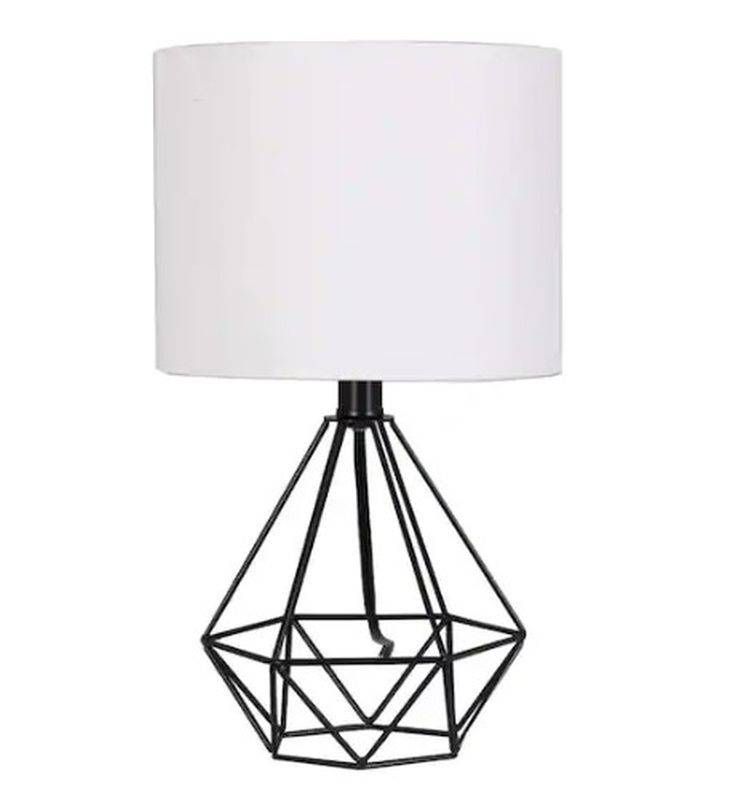 Hampton Bay Willet 15.5 in. Black Cage Accent Table Lamp