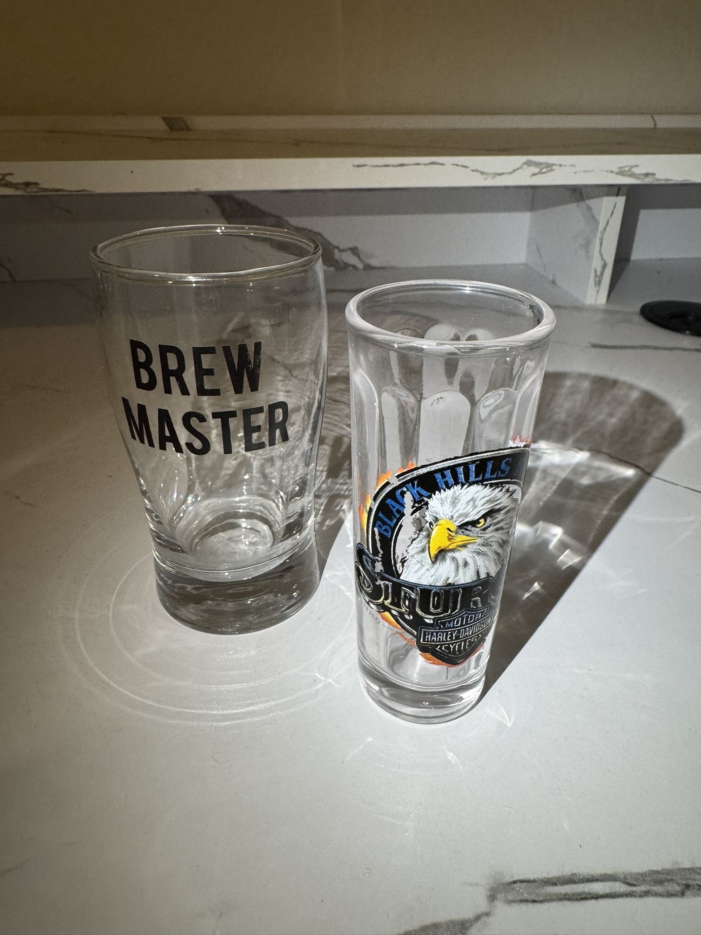 Brew Master Beer Glass & Harley-Davidson Black Hills Shot Glass Bundle