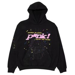 Sp5der P*nk Graphic Hoodie Black
