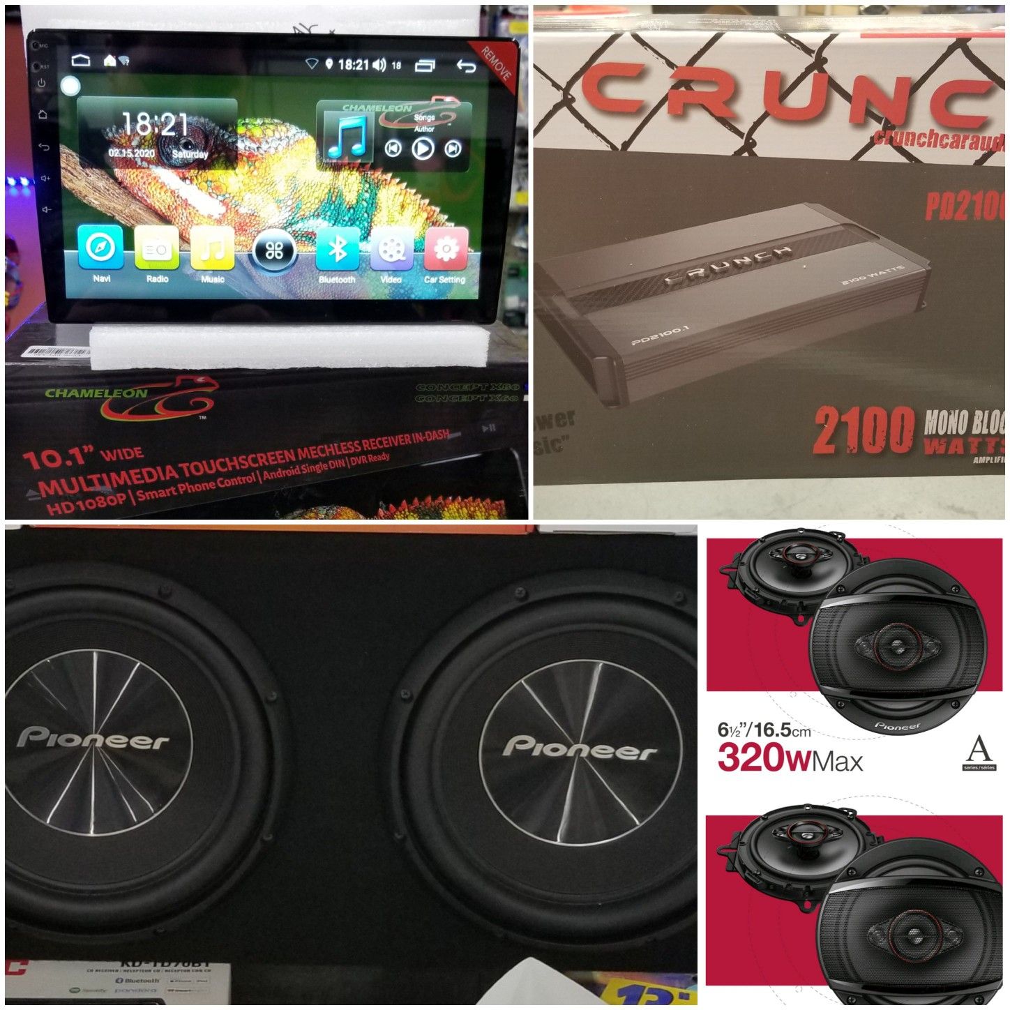 10" Stereo with Apps & Apple Car Play + Pioneer Subwoofer System and 4 pioneer 6.5" speakers