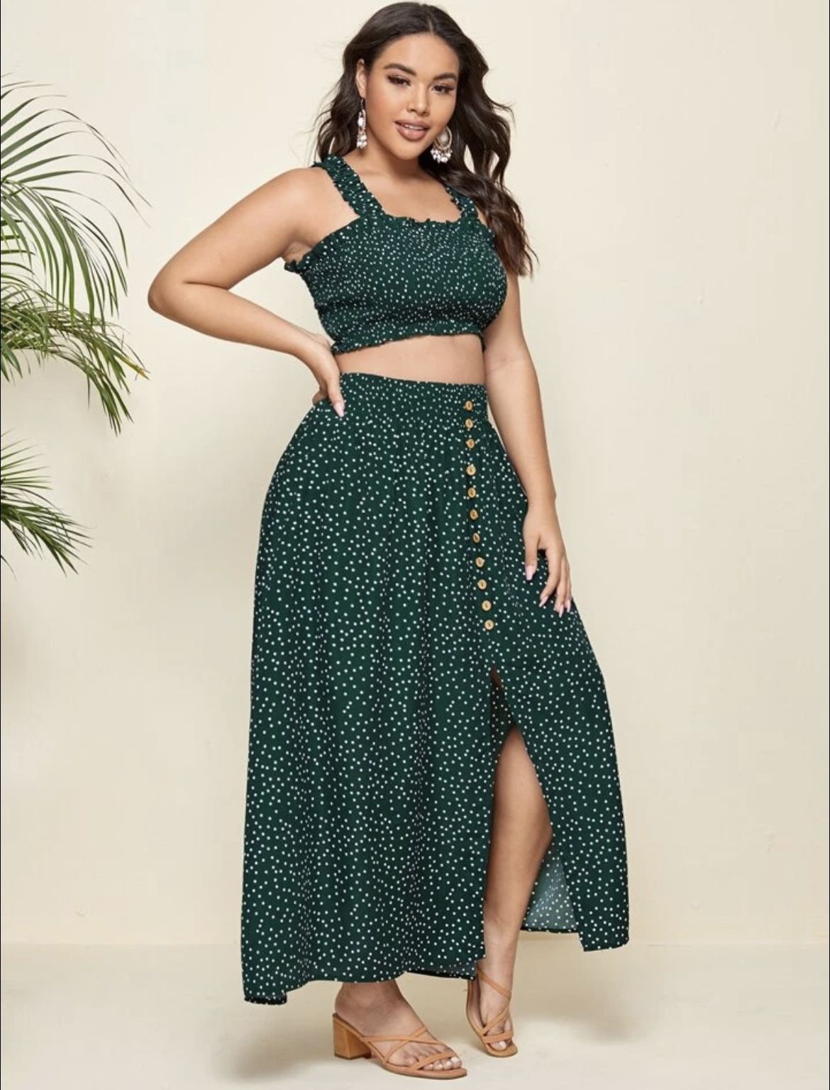 Plus Size Crop Top Tank And Skirt Set