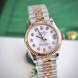 (400$)Rolex Datejust 31 Mother of Pearl Diamond Dial Everose Two Tone Jubilee