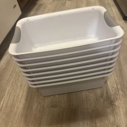 Sturdy plastic storage/container/bins (height 5.25”)