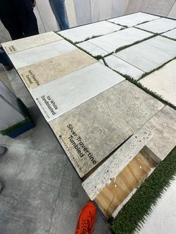 Travertine Paver Tile Sample Display
