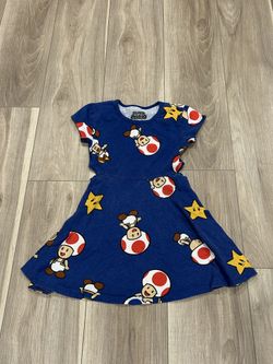 🎮 Super Mario Girls Dress – XS (Toad & Star) 💙