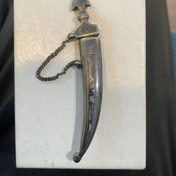 ANTIQUE SILVER DAGGER SWORD BROOCH PIN