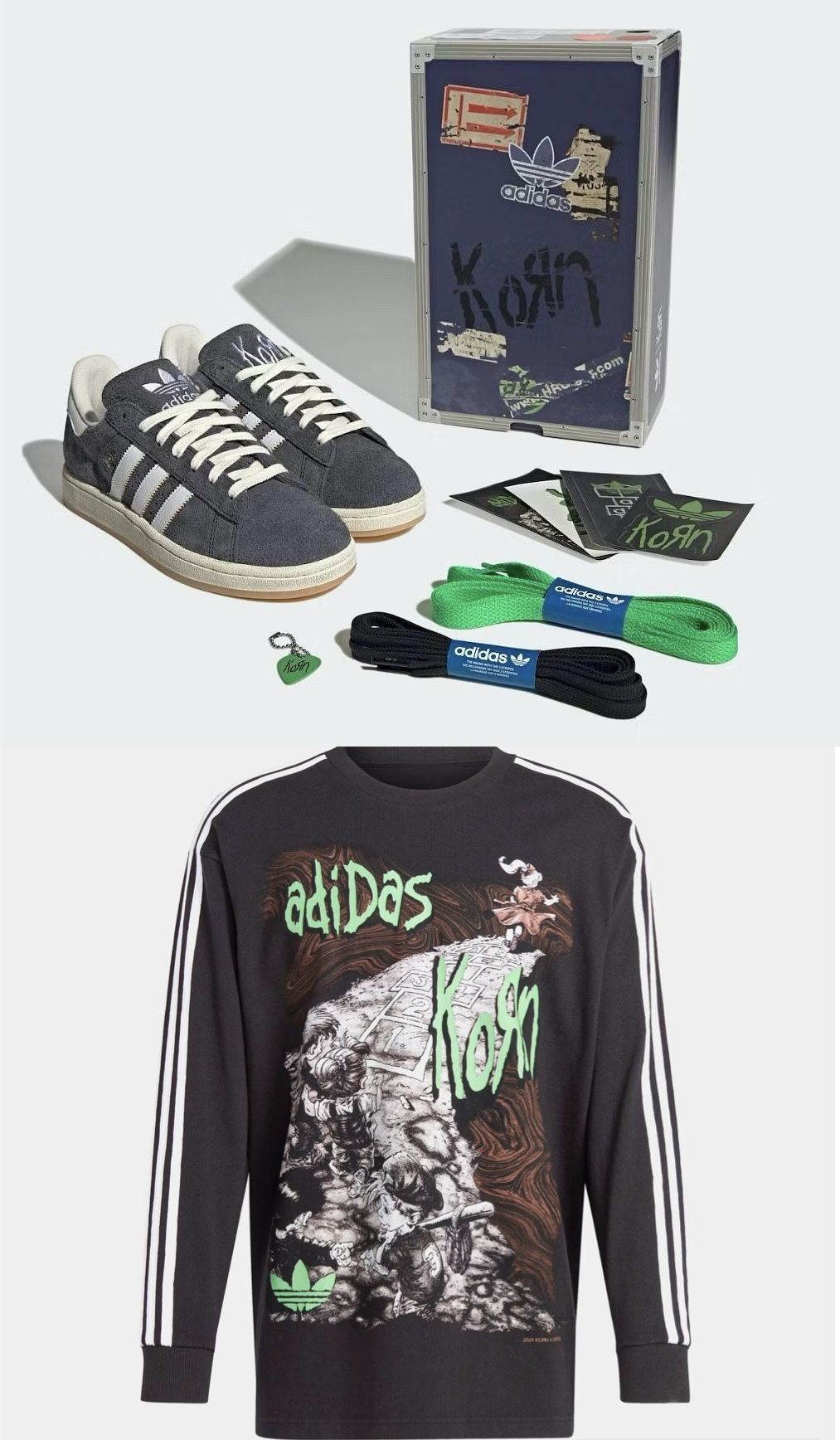 Korn x Adidas Shoes & Long Sleeve Shirt Jumper Collaboration Sneakers Campus 2.0 Jonathan Davis (Long Sleeve $130, Shoes $200)(PRICE IS FIRM) See Desc