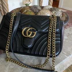 Black Handbag With Gold Hardware