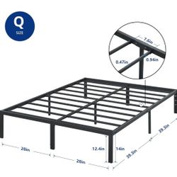 Olee Sleep 14" Heavy Duty Bed Frame New In A Box. Queen Size 