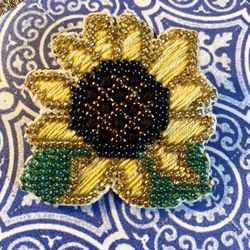 Beaded Sunflower Pin