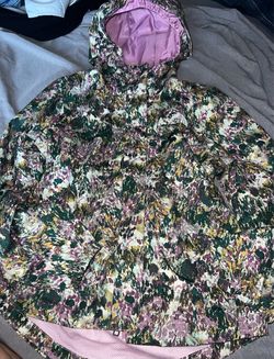 Girl Sz 10 flower camo pattern North Face rain jacket
