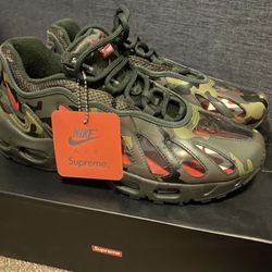 Nike Air Max 96 Supreme Limited Edition Camouflage Green Red Black Sneakers