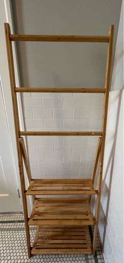 Bamboo Towel Rack with 2 Shelves