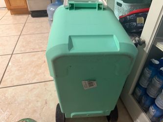 Green Plastic Rolling Cooler with Handle